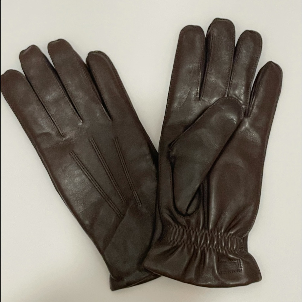 Men’s dark brown Coach Shearling Gloves NWOT